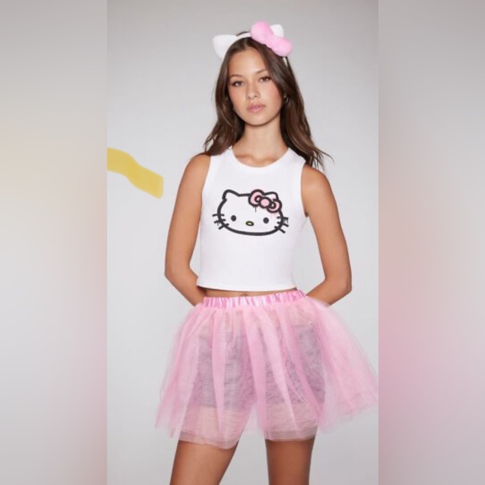 Hello Kitty Tank Top Tutu Skirt & Headband Set